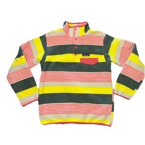Patagonia Womens Size S Synchilla Painted Fitz Stripe Pink Snap-T Fleece Sweater